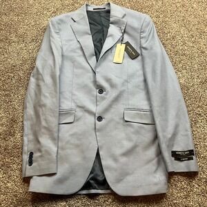 Kenneth Cole New York Blazer‎ Jacket Mens 38L Light Blue Stretch Formal Office